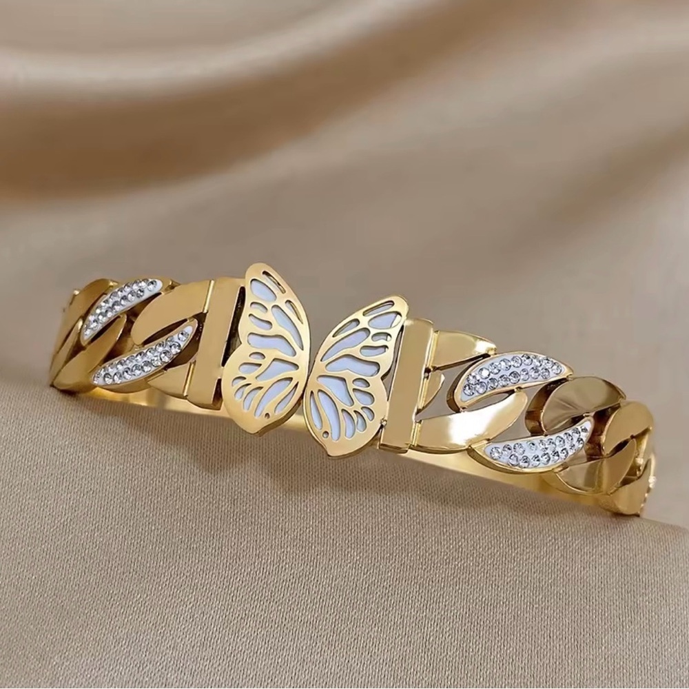 Chunky Butterfly Stainless Steel Bangle Bracelet New